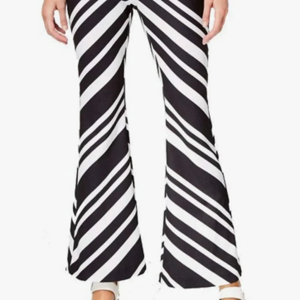 NWT Bar III Chevron Casual Wide Leg Pants black/white sz XL